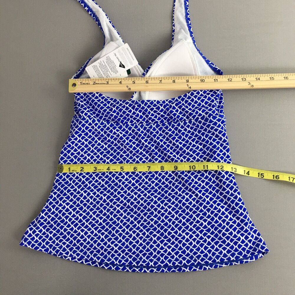 LL Bean Sunblocking Swimwear Halter Tankini Top Blue Beach White Woman Sz 6 NEW! - Picture 6 of 9